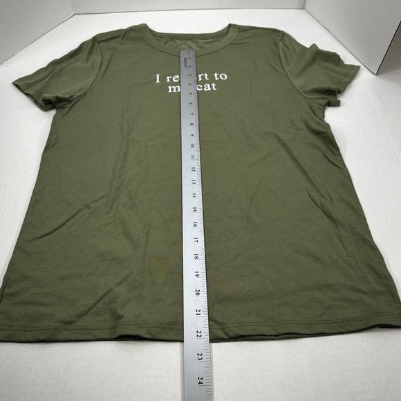 Zoe And Liv Women's Sz Large I Report To My Cat Short Sleeve Tee Shirt Green New - Picture 9 of 11